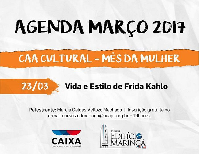 Inscrições gratuitas pelo e-mail cursos.edmaringa@caapr.org.br