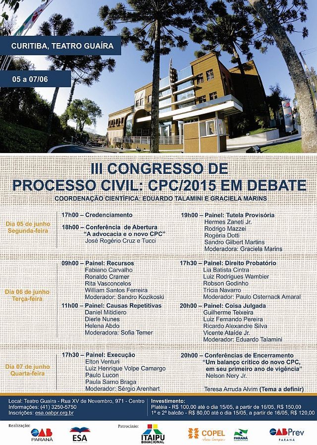 Congresso acontece de 5 a 7 de junho, no Teatro Guaíra, em Curitiba