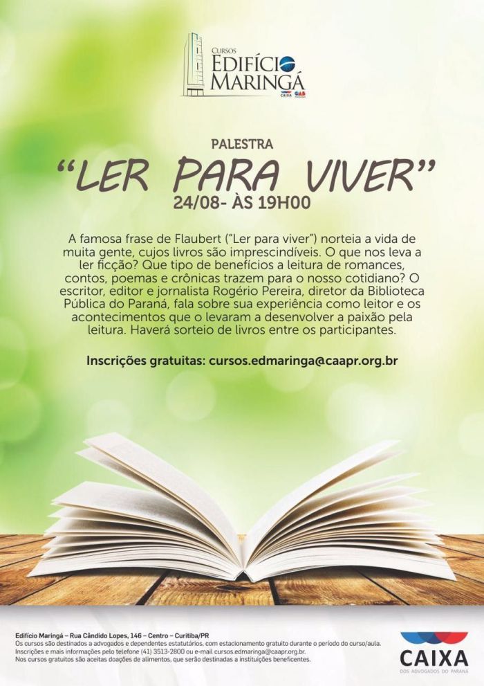 Inscrições gratuitas para o evento pelo e-mail cursos.edmaringa@caapr.org.br (Divulgação)