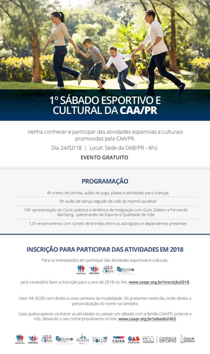 Encontro esportivo e cultural acontece dia 24 de fevereiro, das 8 às 12h, na OAB - Foto: Divulgação