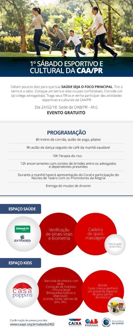 1º Sábado Esportivo e Cultural da CAA/PR vai acontecer na sede da OAB Paraná - Foto: Divulgação