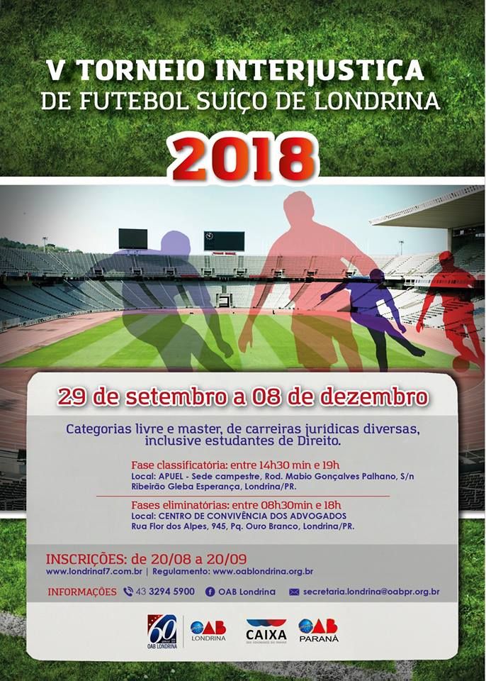 Inscrições para o tradicional torneio de futebol suíço da OAB Londrina podem ser feitas até o dia 20 de setembro - Foto: Divulgação