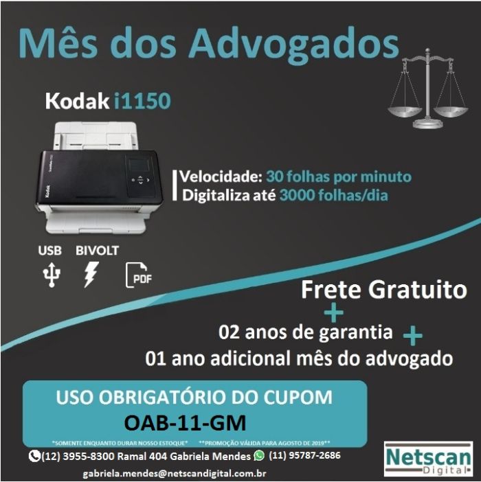 Compras com valor promocional pelo site https://netscandigital.com/caapr/, usando o cupom OAB-11-GM - Foto: Divulgação 