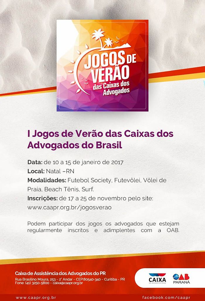 Inscrições de advogados paranaenses e o regulamento no site www.caapr.org.br/jog (Divulgação)