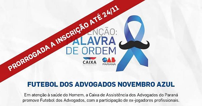 Inscrições podem ser feitas até o dia 24 de novembro pelo site www.caapr.org.br/futeboladvogados