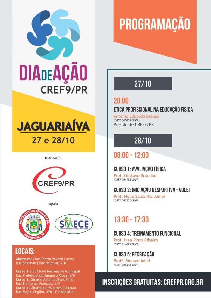 Programação do Dia de Ação CREF9/PR - Cartaz: Divulgação