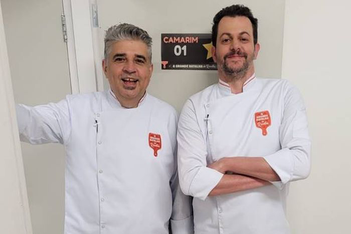 Os chefs Délio Canabrava e Beto Madalosso acompanham a gravação de uma das batalhas do reality show da RIC Record TV - Foto: Divulgação